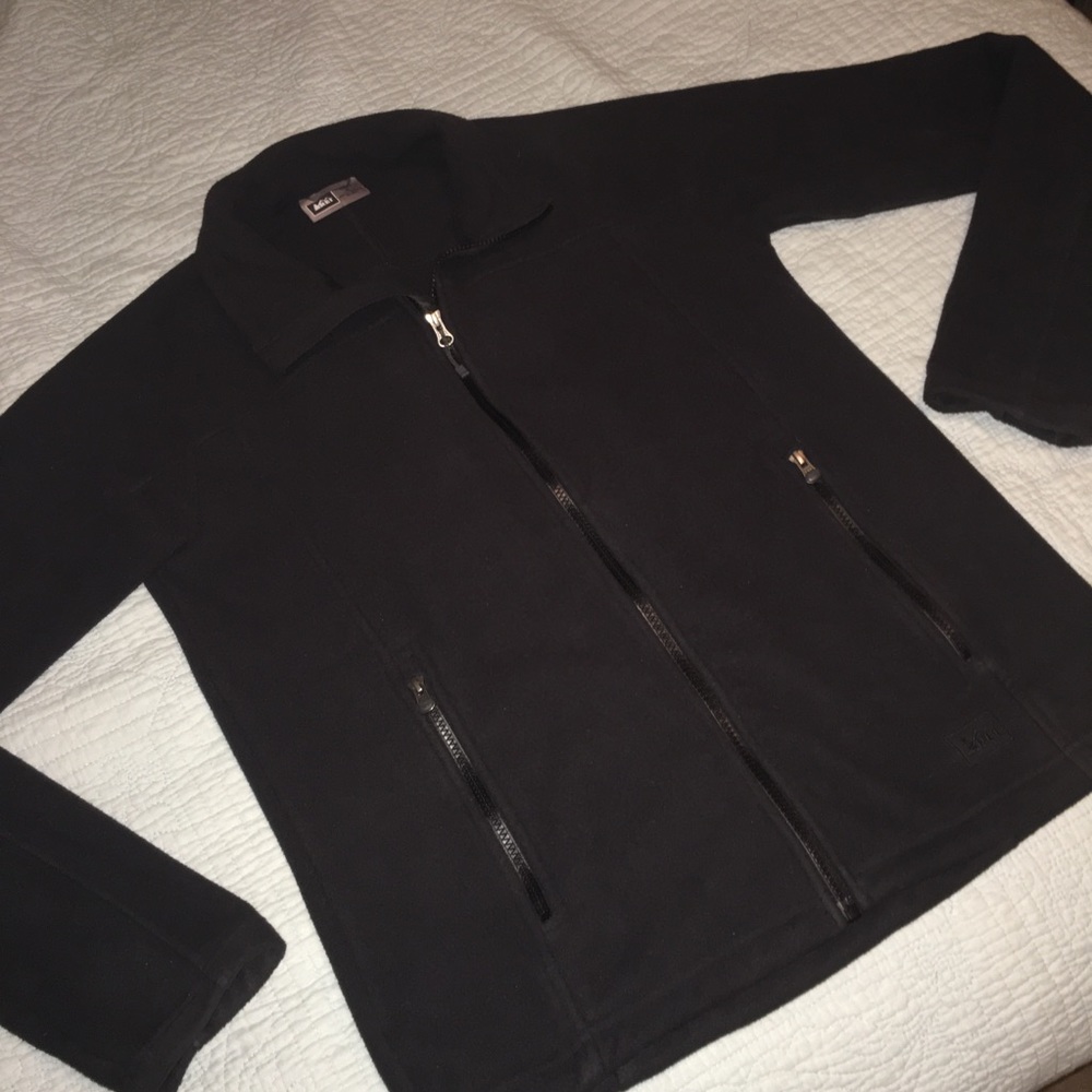 REI fleece zipper jacket dark grey